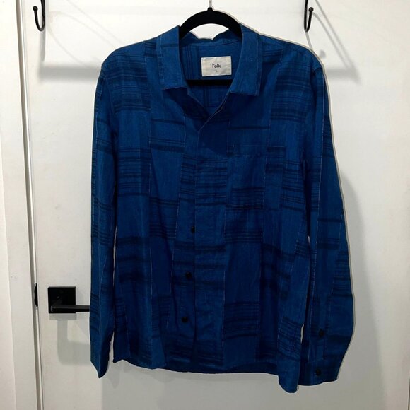 Folk Clothing Patch Shirt Indigo M/2 - Picture 1 of 5